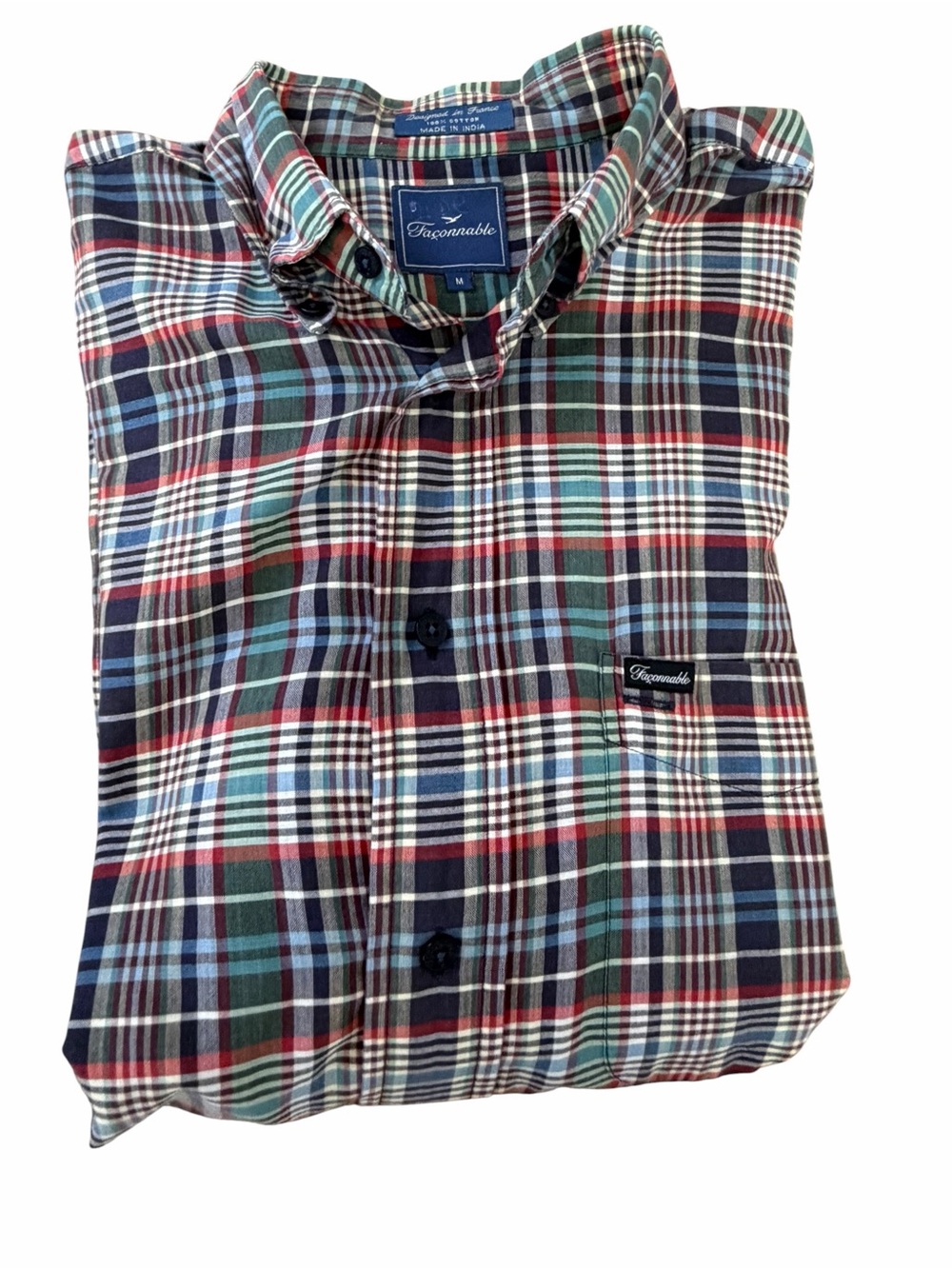 Faconnable Super Soft 100% Cotton Plaid Button-Down Shirt